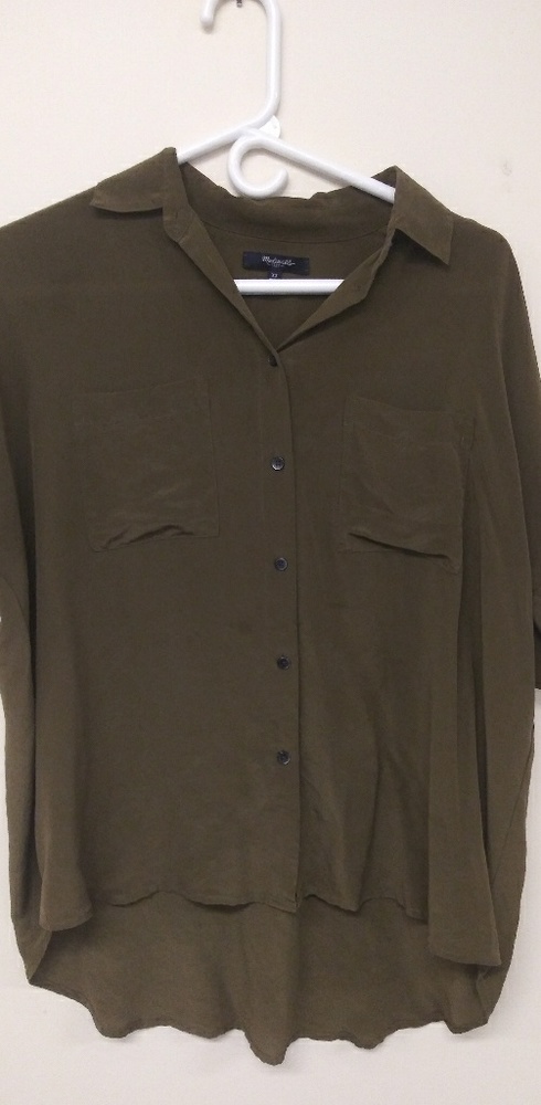 Madewell Olive Green Silk XS Blouse